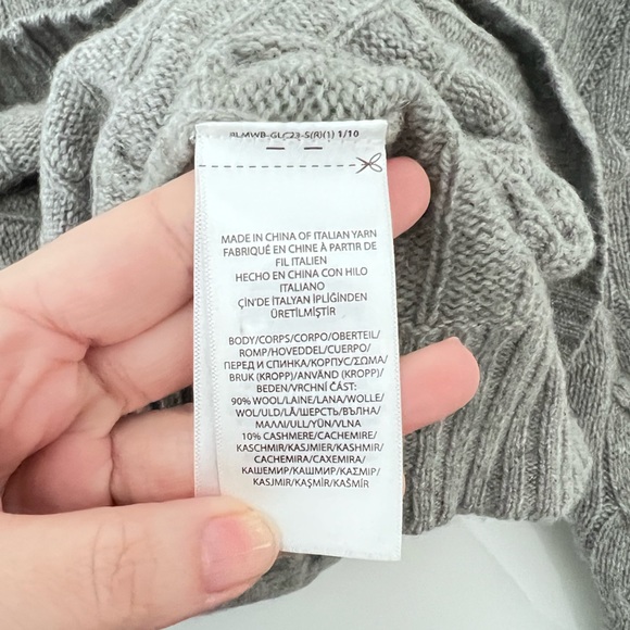 Polo Ralph Lauren cashmere wool v neck grey knit sweater top - Picture 7 of 7